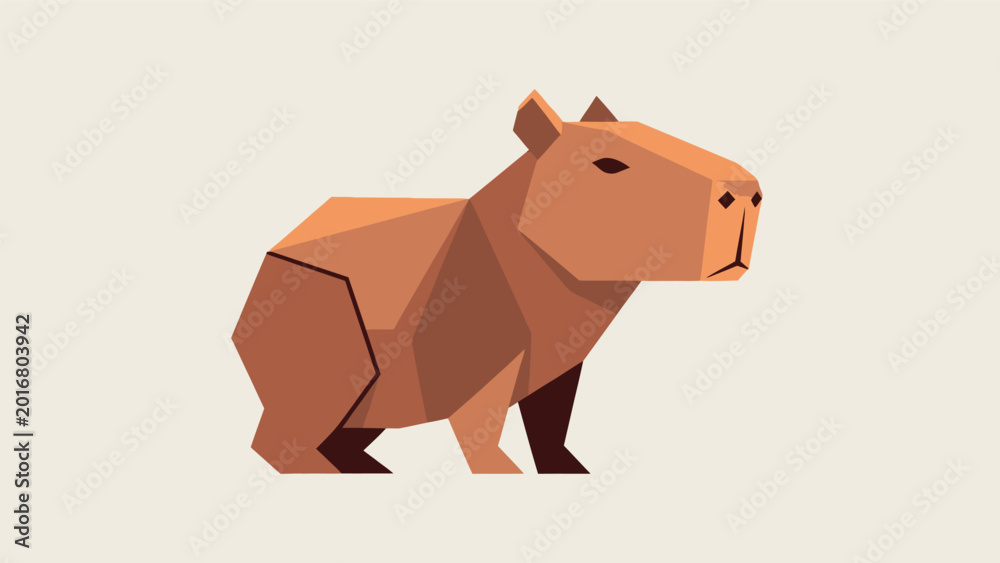Naklejka premium Geometric Capybara Illustration Side View.