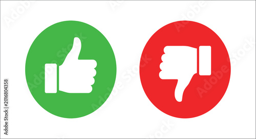 Canvas Print Thumbs up and thumbs down icons green and red circles