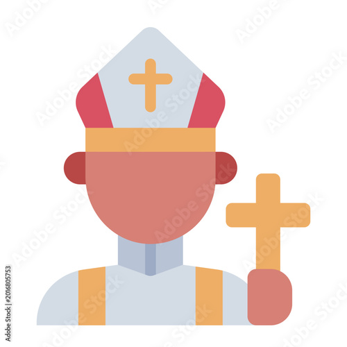 Obraz na płótnie Catholic bishop or pope flat icon