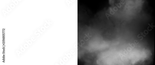Εκτύπωση καμβά Atmospheric white smoke on black background, ethereal fog texture for overlay, m