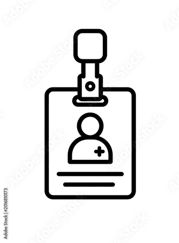 Nurse ID Badge Line Icon | Medical Staff Identification Card Healthcare Tag