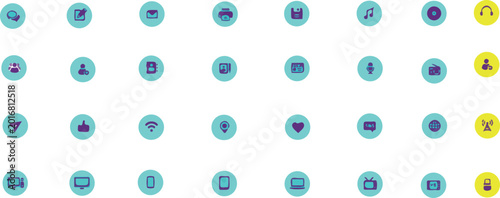 Big social media icon set, trendy flat icons collection