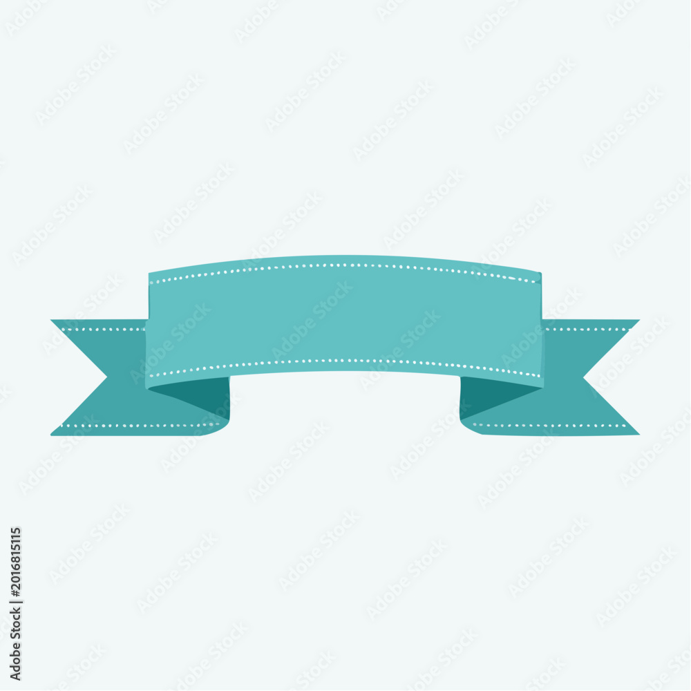 Fototapeta premium Teal Ribbon Banner with Dotted Edges