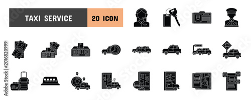 Schilderij op canvas 20  Glyph Icon Illustration Set