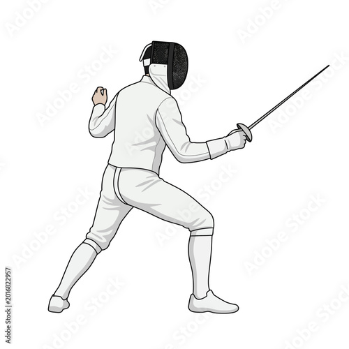 Skilled Fencer En Garde Pose