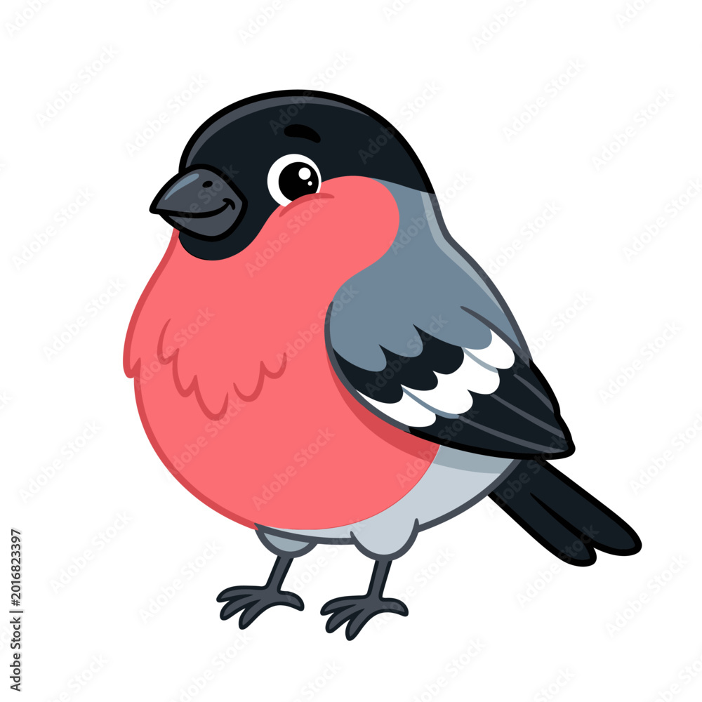 Fototapeta premium Bullfinch Cartoon Bird Character