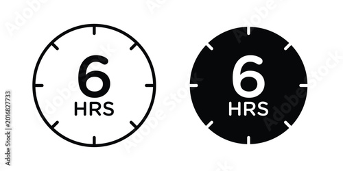 Foto 6 hours icon in solid and flat style, Stroke icons.