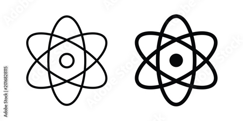 Schilderij op canvas Atom icon in solid and flat style, Stroke icons.