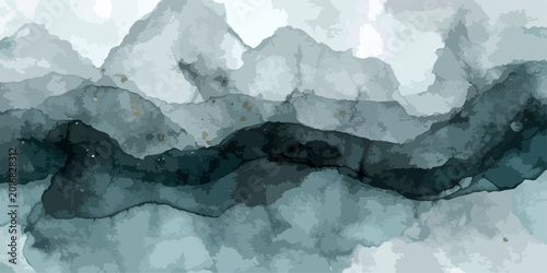 Fotografía A majestic glacier flows through the snowy Alps under a blue sky with white clou