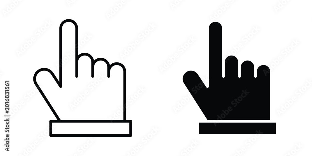 Fototapeta premium Finger icon in solid and flat style, Stroke icons.