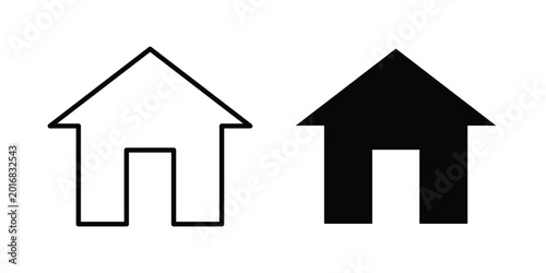 Fotografie House icon in solid and flat style, Stroke icons.