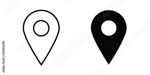 Fotografía Pin icon in solid and flat style, Stroke icons.