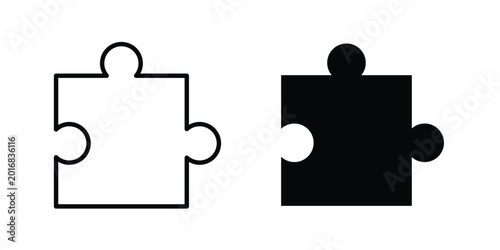 Fotografie Puzzle piece icon in solid and flat style, Stroke icons.
