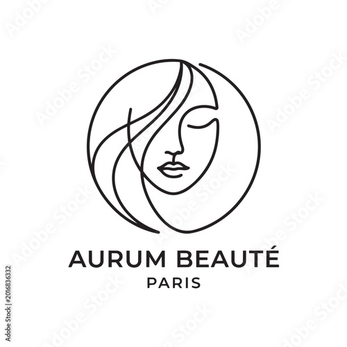 Fotografie Minimalist woman face line art logo, elegant beauty salon branding vector, femin