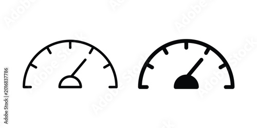 Fotografie Speedometer icon in solid and flat style, Stroke icons.