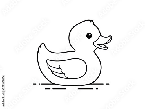 Simple line art illustration of a cute rubber duck toy