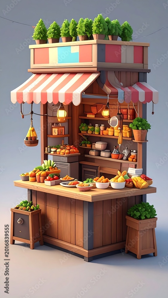 Obraz premium Vibrant street food market stall display.