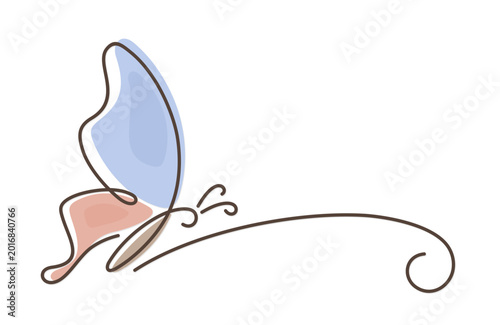The one line color butterfly symbol.