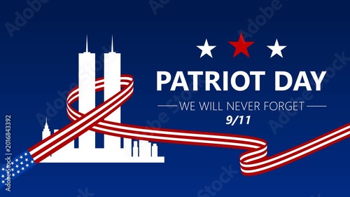 Patriot day America animation video. Text and flag animation for commemorating the terrorist attacks in America on September 11