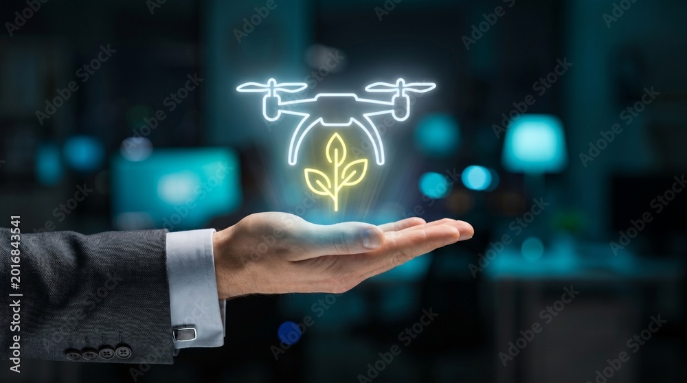 Fototapeta premium Innovative Drone Technology Enhances Agricultural Sustainability with Advanced Crop Monitoring