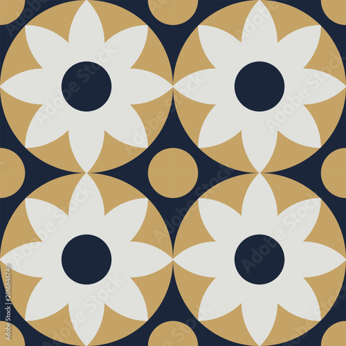 Stylized floral geometric pattern, abstract flower motif seamless background