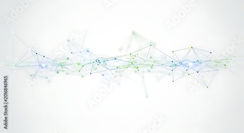 Abstract Digital Network with Connecting Lines and Nodes on White Background.