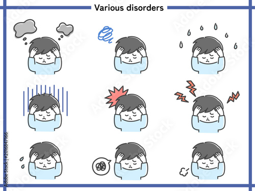 Foto 頭を抱える男性のさまざまなイラスト
