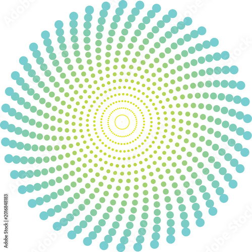 Foto Hypnotic Spiral Of Dots In Green And Blue Gradient For Abstract Backgrounds