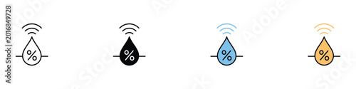 Canvastavla Soil moisture and humidity sensor icon set with water drop and percentage sign