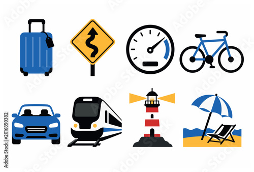 Fotografía Travel Vacation Icons Set.