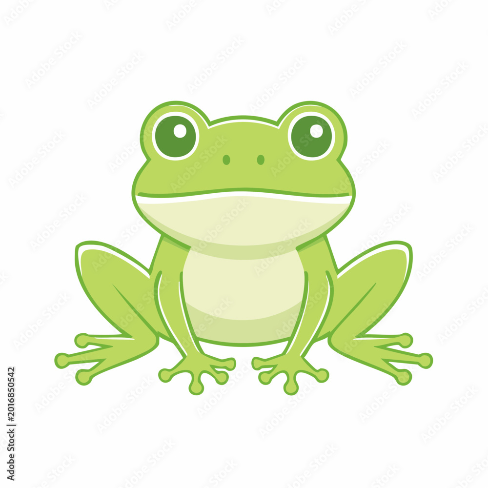 Fototapeta premium Cute cartoon green frog illustration