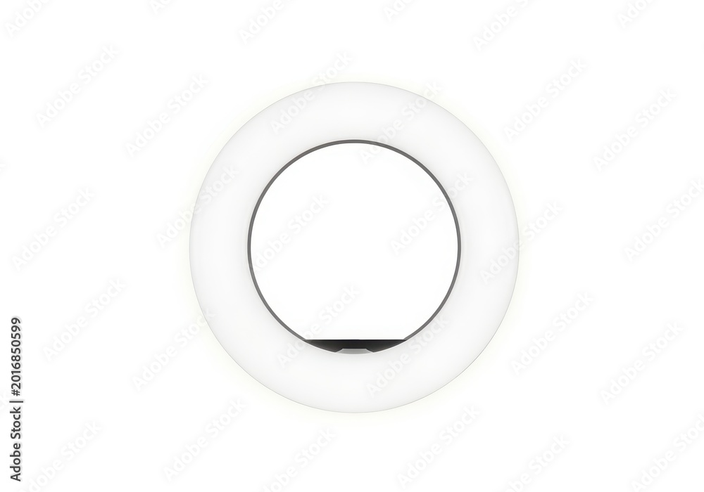 Obraz premium Close-up white circular object with gray ring detail white background