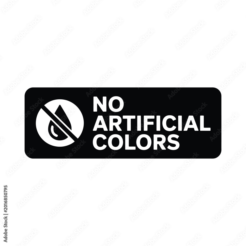Obraz premium No artificial colors sign black and white warning symbol on white background