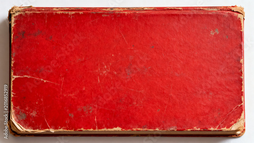 Vintage textured red book cover with a weathered appearance, showcasing a worn aesthetic
