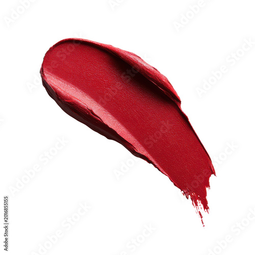 Red lipstick smear texture swatch against black background image