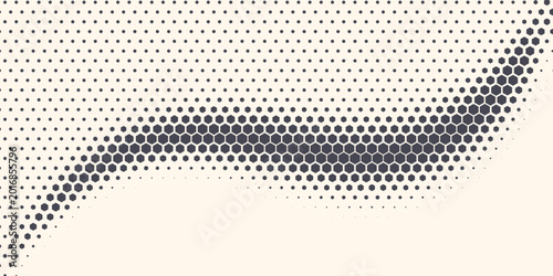 Tableau sur toile Abstract Vector Shapes Hexagon Geometric Technology Oscillating Waves Isolated on Halftone Hexagon Simple Retro Pattern