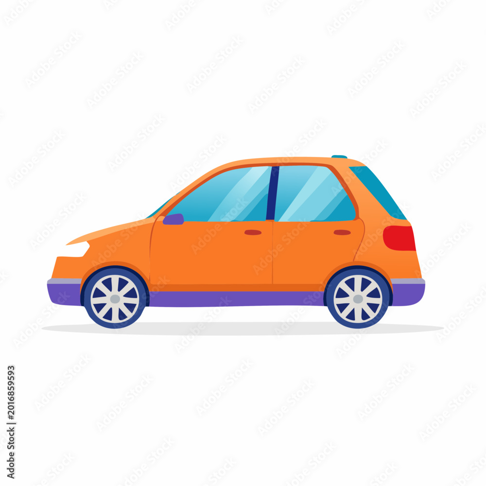 Fototapeta premium Orange Hatchback Car Illustration