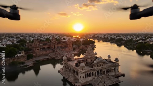 City River Sunset Aerial View Travel Architecture Night Cityscape Europe