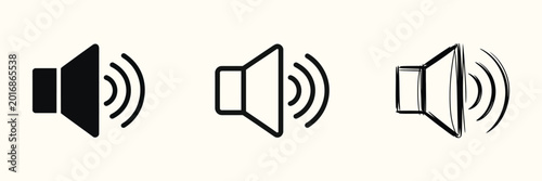 Foto Sound Mute and Silent Mode Icon Set Featuring Silhouette, Outline and Hand Drawn
