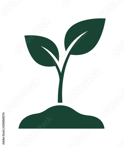 Obraz na płótnie Green plant sprout icon, growing seedling vector illustration, new life and growth symbol