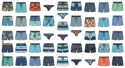 Foto Collection of mens swimwear briefs shorts.