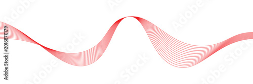 Abstract red smooth waves on white background.Vector illustration.