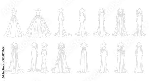 Fotografi Collection of wedding dress designs.