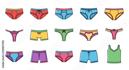 Foto Colorful assortment of womens underwear.