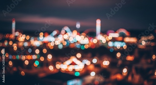 Abstract Nighttime Amusement Park Carnival Lights Bokeh Background