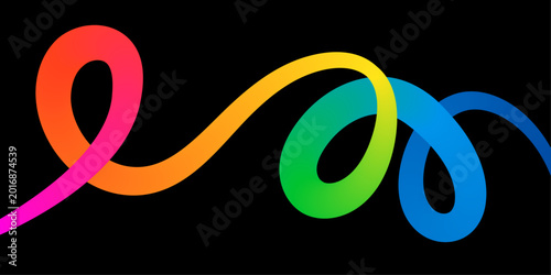 Vibrant 3D Neon Gradient Squiggle and Loop Vector Collection on Black Background