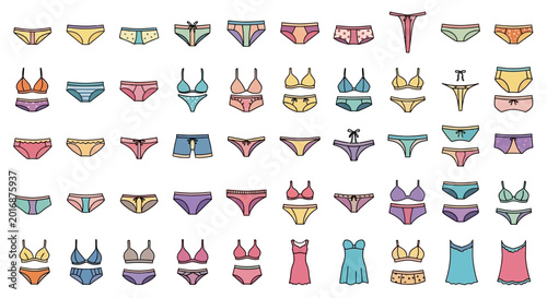 Tableau sur toile Colorful womens lingerie and sleepwear.