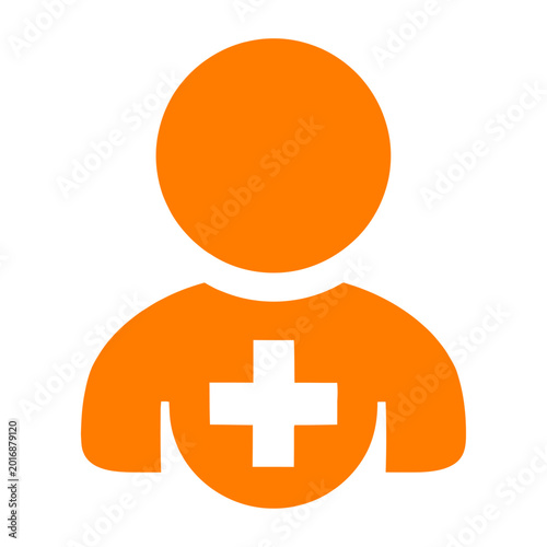 Medical professional flat design vector with plus sign on orange scrub top