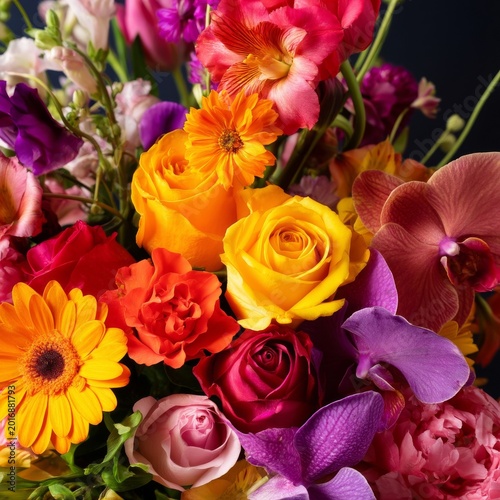 Colorful Flowers Arranged in a Bouquet for a Special Occasion at a Florist Shop