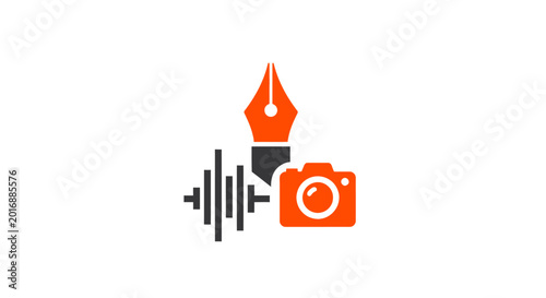 Schilderij op canvas Camera and pen nib graphic icons.